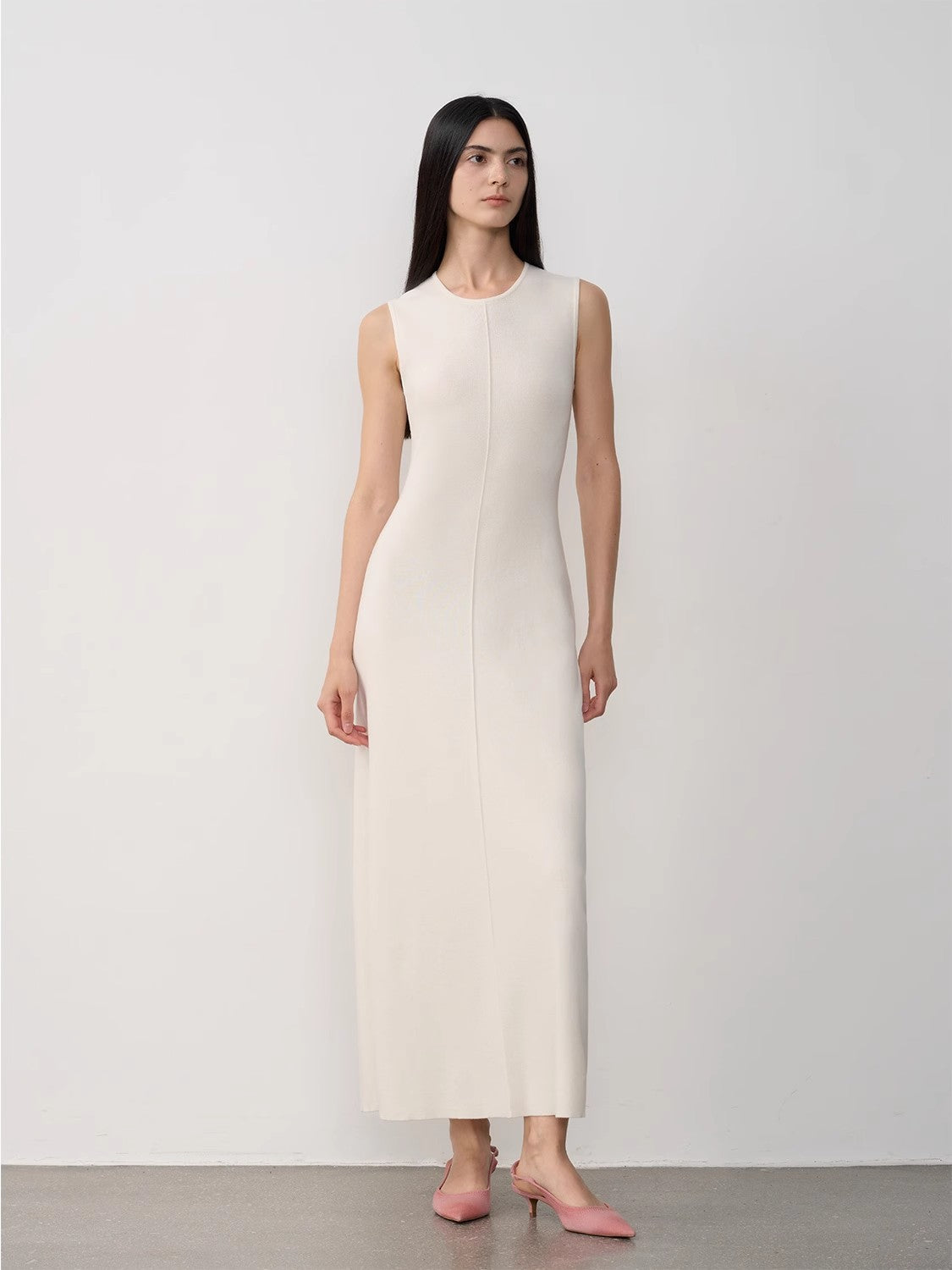 "Island Letters" Limited Edition Baslan Merino Wool Extra Long Sleeveless Lazy Knit Dress Fireladyfur Clothing