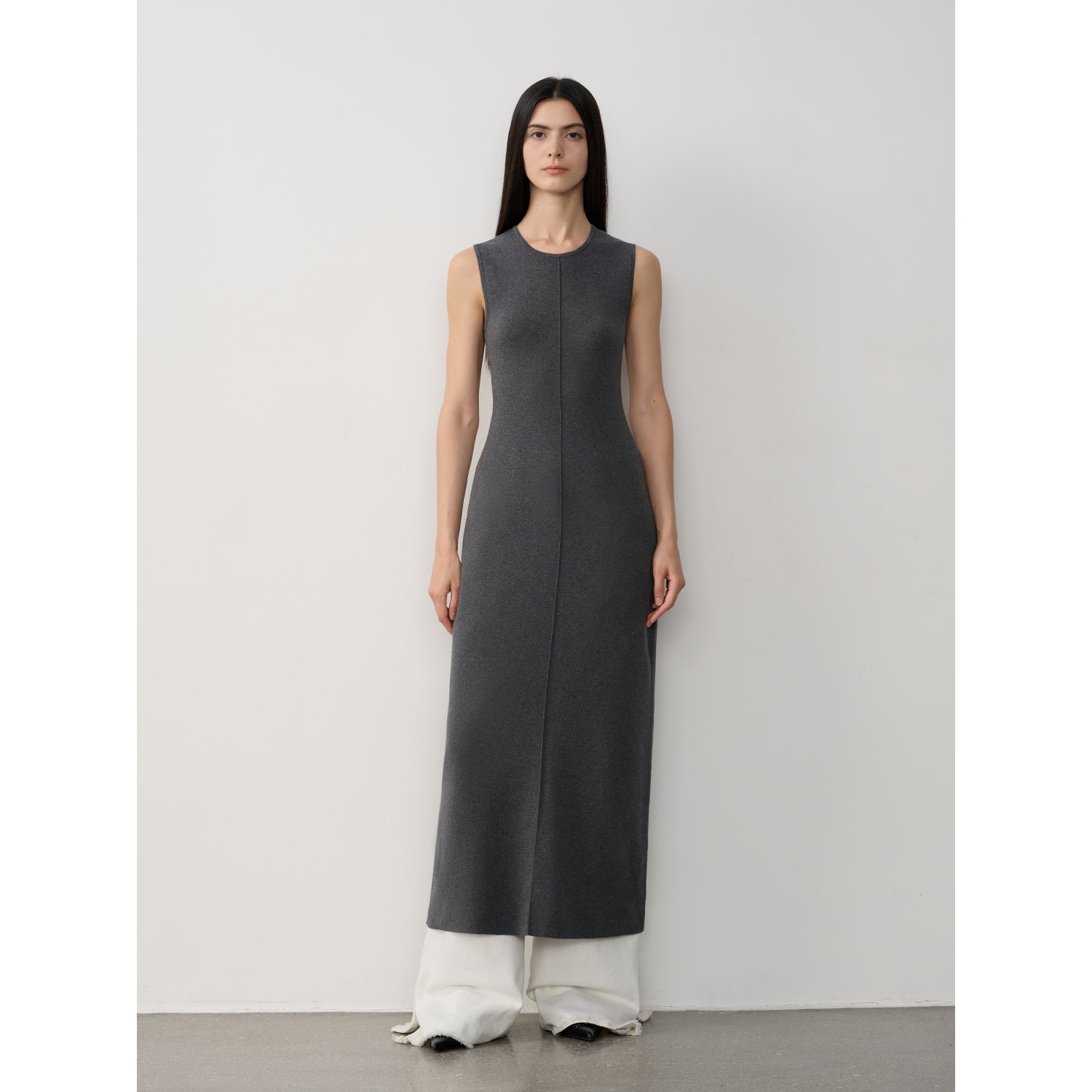 "Island Letters" Limited Edition Baslan Merino Wool Extra Long Sleeveless Lazy Knit Dress Fireladyfur Clothing